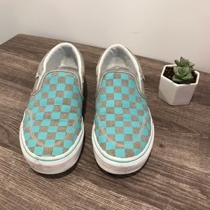 Vans Blue and Gray Checkerboard Slip on Shoes